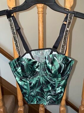 Victoria's Secret Green and Black Tropical Bustier